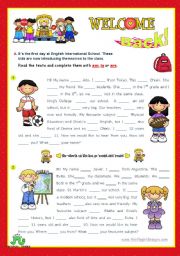 English Worksheet: Back to School series  -  Focus on grammar: am, is, are  (1/2)