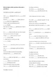 English Worksheet: Goodbye my lover by James Blunt