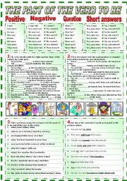 English Worksheet: THE PAST OF THE VERB TO BE (B&W VERSION INCLUDED)