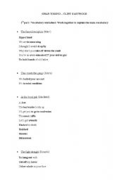 English Worksheet: Vocabulary worksheet (1) on Gran Torino (Clint Eastwood)