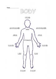 English worksheet: find the body part
