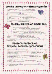 Present perfect or present progressive, present perfect or simple past and present perfect or present perfect continuous + Answer Key 