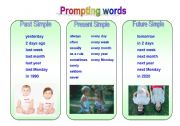 English worksheet: Prompting words 4 Simple tenses