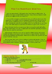 English Worksheet: What You Should Know about Fires
