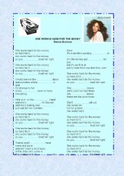English Worksheet: She works hard for the money by Donna Summer