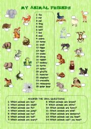English Worksheet: MY ANIMAL FRIENDS