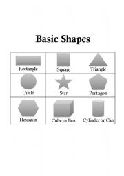 English worksheet: Basic Shapes