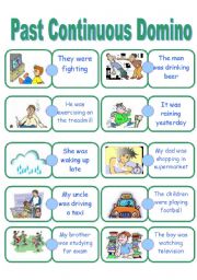 English Worksheet: Past Continuous Domino