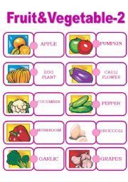 English Worksheet: Fruit&Vegetable Domino- - - for Young Learners