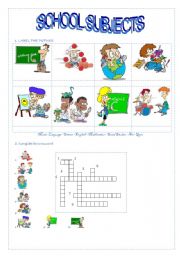 English Worksheet: school subjects