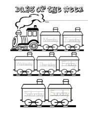 English Worksheet: Week days train