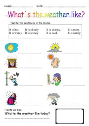 English Worksheet: What is  the weather like?