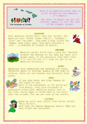 English Worksheet: Hawaii (Read & React) 