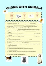 English Worksheet: Idioms with animals