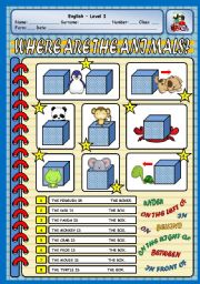 English Worksheet: WHERE ARE THE ANIMALS?