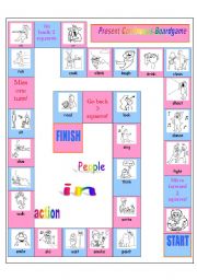 English Worksheet: Present Continuous Boardgame