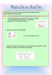 English Worksheet: What to Do in a Real Fire