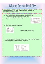 English worksheet: What to Do in a Real Fire