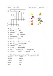 English worksheet: countable and uncountable, food, there is/are, test winners