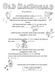 English Worksheet: Old MacDonald Song