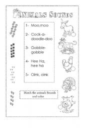 English Worksheet: ANIMALS SOUNDS