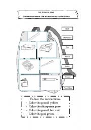 English Worksheet: My school bag