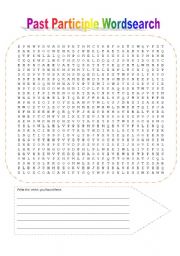 English Worksheet: Past Participle Wordsearch