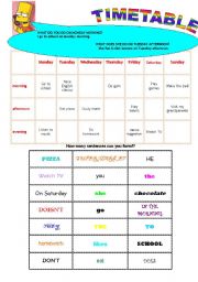 English Worksheet: timetable