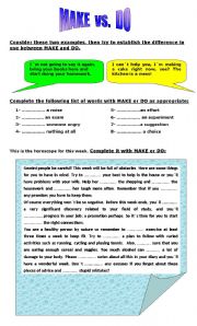 English Worksheet: make vs. do