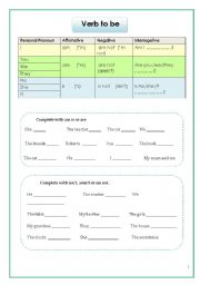 English worksheet: Verb to be