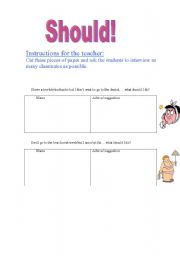 English Worksheet: should