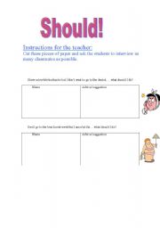 English worksheet: should