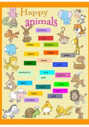 English Worksheet: Happy animals