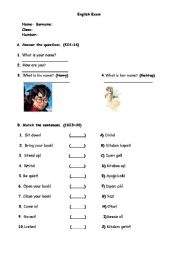 English Worksheet: an exam 