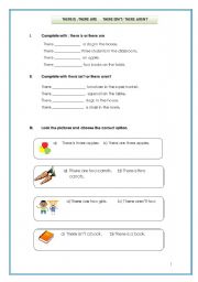 English worksheet: there is / there are