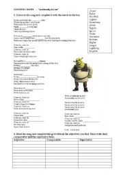 English Worksheet: Accidentally in love - Comparative - superlative song