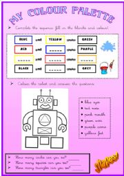 English worksheet: Colours and shapes