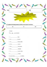 English worksheet: simple present verb 
