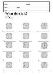 English Worksheet: What time is it?