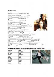 English Worksheet: verbs in a song