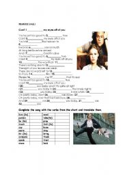 English worksheet: verbs in a song