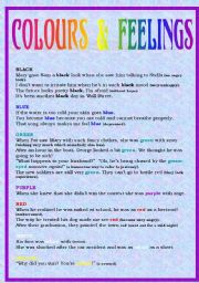 English Worksheet: Colours and feelings: expressions (1/2)