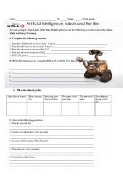 English Worksheet: Wall-E in the classroom