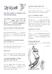 English Worksheet: My Sport