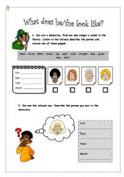 English Worksheet: What does he/she look like? (A)