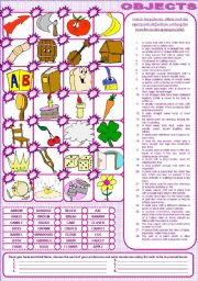 English Worksheet: OBJECTS. PART 1