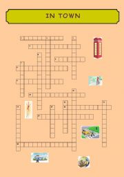 English worksheet: IN TOWN - CROSSWORD PUZZLE