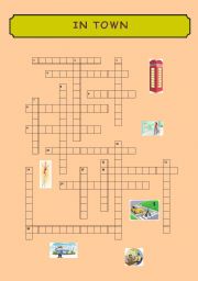 English Worksheet: IN TOWN - CROSSWORD PUZZLE