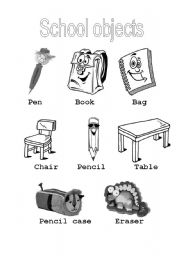 English Worksheet: School Objects