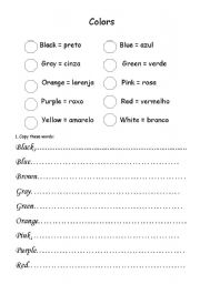 English worksheet: Colors